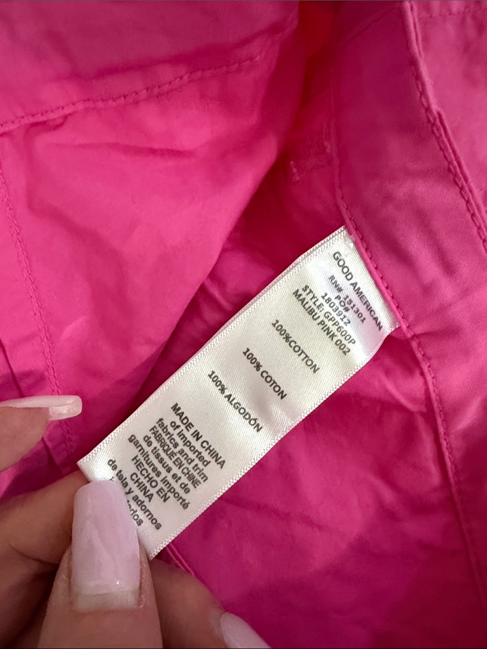 Good American Malibu pink oversized parachute utility cargo pants S M - Picture 9 of 11